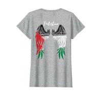 Palestine Flag Dad On Back Side Palestinian Angel Kids Wings T-Shirt, Women, Heather Grey, X-Small