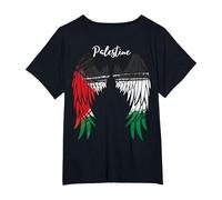 Palestine Flag Dad On Back Side Palestinian Angel Kids Wings T-Shirt, Women's Plus, Black, 4X