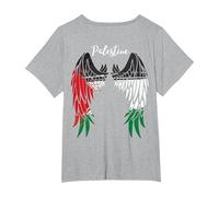 Palestine Flag Dad On Back Side Palestinian Angel Kids Wings T-Shirt, Women's Plus, Heather Grey, 3X