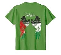 Palestine Flag Dad On Back Side Palestinian Angel Kids Wings T-Shirt, Youth, Grass Green, Small