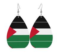 Palestine Flag Earrings For Women Leather Dangle Lightweight Teardrop Earrings Jewelry For Women