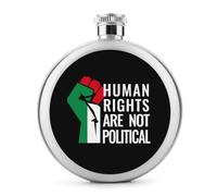 Palestine Flag Human Rights Are Not Political Portable Small Hip Flask for Men Women Round Stainless Steel Containers for Travel Wedding Picnic