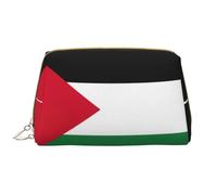 Palestine Flag Leather Hand-Held Zipper Makeup Bag Cute Make Up Case Large Wide-Open Pouch Pen Case