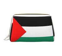 Palestine Flag Leather Hand-Held Zipper Makeup Bag Pen Case Stationery Box Lipstick Pouch Toiletry Bag