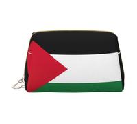 Palestine Flag Leather Hand-Held Zipper Makeup Bag Storage Bag for Miscellaneous Items Pen Case