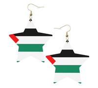 Palestine Flag Leather Star Shaped Earrings Fashion Accessories Lightweight Festivals Parties Everyday Life