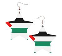 Palestine Flag Leather Star Shaped Earrings Fashion Accessories Lightweight Festivals Parties Everyday Life