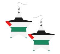 Palestine Flag Leather Star Shaped Earrings Fashion Accessories Lightweight Festivals Parties Everyday Life