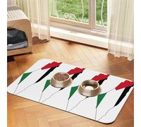 Palestine Flag Map Durable Pet Absorbent Tablecloth Non-Slip Dining Pad For Dog Cat Food Water Bowls Feeder Mat