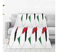 Palestine Flag Map Print Soft Warm Blankets Fleece Throw, Lightweight Flannel Fleece Blanket For Bed Sofa Couch