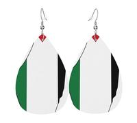 Palestine Flag Map Printed Dangle Leather Earrings, Reversible Statement Jewelry with Silver Plated Hooks