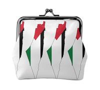 Palestine Flag Map Printed Faux Leather Coin Purse Vintage Kiss Lock Change Wallet for Women Card Cash Organizer