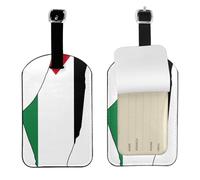 Palestine Flag Map Printed PU Leather Bag Tag, Personalized Baggage Label, Privacy Flap ID Shield, for Vacation