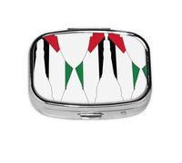Palestine Flag Map Printed Small Pill Case, Portable Metal Medicine Holder, Compact Jewelry Box for Purse