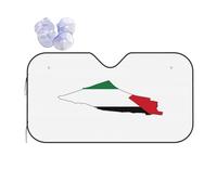 Palestine Flag Map Sun Shade - Folding Car Front Window Sunshade for Cars SUV Trucks,Max UV Blocking and Keep The Vehicle Cool