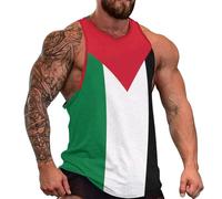 Palestine Flag Mens Sleeveless Tank Tops Workout Cut Off Shirts Muscle Gym T Shirts L