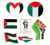 Palestine Flag Pin 7Pcs Palestine Badges, 7 Styles Sturdy Alloy Flag Pins, International Travel Support Palestinian Badge Pins Bulk for Hats