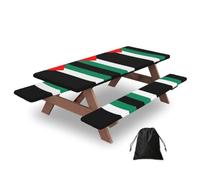 Palestine Flag Print 3 Pack Wipeable Picnic Bench Cover And Table Cover Lightweight Table Cloth For Camping Outdoor