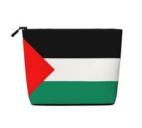 Palestine Flag Print Cosmetic Bag for Women,Faux Linen Makeup Bag Large Capacity,Perfect for Travel Daily Use