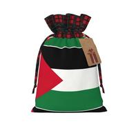 Palestine Flag Print Plaid Burlap Bag With Drawstring Christmas Burlap Pouches For Birthday Party Favors Gift