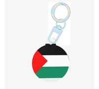Palestine Flag Print Round Acrylic Pet Tag, Dog Neck Pendant Tags for Pets Circular Dog Cat Collar Name Tags