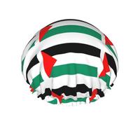 Palestine Flag Print Shower Essentials Bonnet For Women, Large Washable Elastic Band Bath Hair Wrap Shower Cap