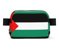 Palestine Flag Print Unisex Waist Bag Wear-Resistant Belt Bag Hip Bag with Adjustable Strap for Hiking and Travel