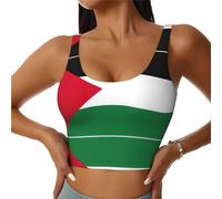 Palestine Flag Printing Women Workout Tank Tops,Going Out Basic Slim Fit Yoga Gym Shirts Summer Camisole Sport Vest Black