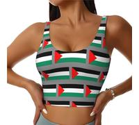 Palestine Flag Printing Women Workout Tank Tops,Going Out Basic Slim Fit Yoga Gym Shirts Summer Camisole Sport Vest Black