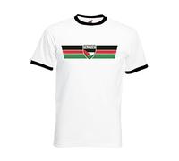 Palestine Flag Ringer T-Shirt, Olympics Football Patriotism Adults Tee Top White/Black