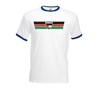 Palestine Flag Ringer T-Shirt, Olympics Football Patriotism Adults Tee Top White/Navy