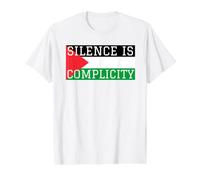 Palestine Flag Silence is Complicity Value Graphic T-Shirt, Men, White, XL