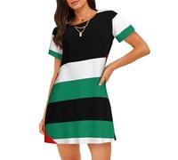 Palestine Flag Women'S Short-Sleeved Nightdress Essentials T-Shirt Dress Short Skirt Home Clothes Black