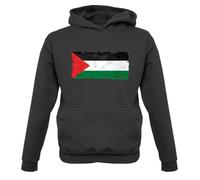Palestine Grunge Style Flag - Childrens/Kids Pullover Hoodie - Jet Black - 7-8 Years
