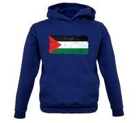Palestine Grunge Style Flag - Childrens/Kids Pullover Hoodie - Oxford Navy - 7-8 Years