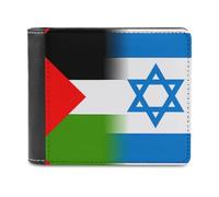 Palestine Israel1 Flag Funny Men's Wallets Slim Front Pockets Bifold Wallet with ID Credit Card Holder