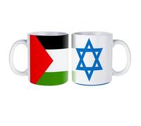 Palestine Israel1 Flag Novelty Coffee Mug with Handle Ceramic Tea Cup Mugs for Home Office 11 Oz