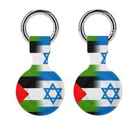 Palestine Israel1 Flag Novelty Holder Cases Compatible with AirTag Silicone GPS Trackers Cover Keychain