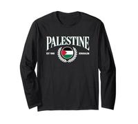 Palestine Jerusalem Flag Laurel EST 1988 Design Long Sleeve T-Shirt
