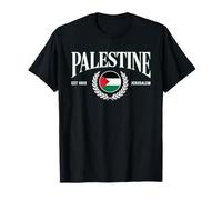 Palestine Jerusalem Flag Laurel EST 1988 Design T-Shirt