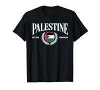 Palestine Jerusalem Flag Laurel EST 1988 Design Value Graphic T-Shirt, Men, Black, XL