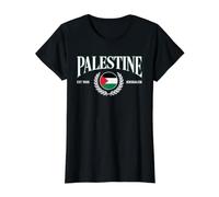 Palestine Jerusalem Flag Laurel EST 1988 Design Value Graphic T-Shirt, Women, Black, M