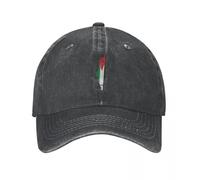Palestine Map Palestinian Baseball Cap - Cotton Vintage Distressed Washed Denim Cap,Unisex Adjustable Casual Golf Cap Sun Visor Hat Outdoor Sport Caps,Black,One Size