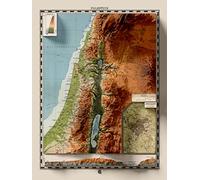 Palestine Map - Topographic Relief Map Print - Vintage Style - 2D Giclée Print - Palestine, Israel, Judea, biblical Map, Bible Study (180gsm Matt Paper, 32 x 24 in)