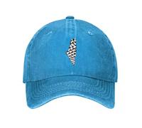 Palestine Map with Keffiyeh Baseball Cap - Distressed Washed Cotton Denim Cap,Classic Trucker Hat Golf Cap Casual Sun Hat Adjustable Outdoor Sport Caps,Blue,One Size