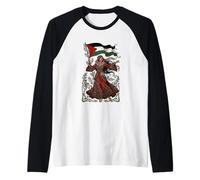 Palestine Motherland Freedom Flag Bearer - Palestinian Art Raglan Baseball Tee