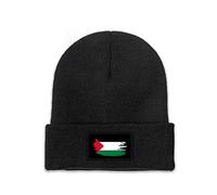 PELNYC Palestine Nation Flag Knitted Hat Beanie Hats Adult Women Winter Knit Cap Embroidered Sticker Black