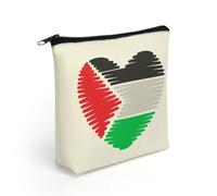 Palestine Palestinian Flag Love Heart Travel Makeup Bag Linen Cosmetic Organizer Toiletry Purse Make Up Bags