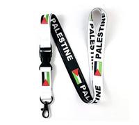 Palestine Palestinian Flag State Gaza West Bank East Jerusalem White Black Detachable 20.2" Neck Lanyard Keychain Holder ID Badge Mobile Phone Pin Strap by Pinstant