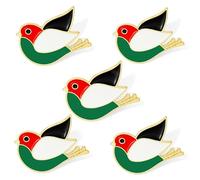 Palestine Pin, with Hummingbird Design, Solid Metal Enamel Brooch for Free Palestine Supporters - Meaningful Jewelry Gift Representing Unity & Peace for Men & Women (5pcs)